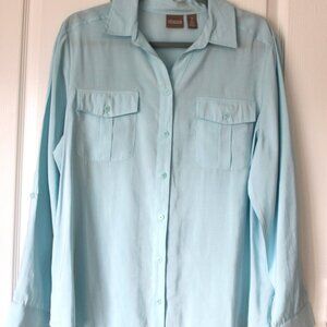 Chico's Light Blue Button Front Utility Shirt Size 2 / Large